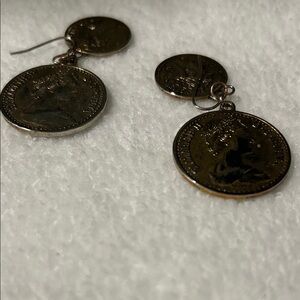 Gold Coin Drop Earrings